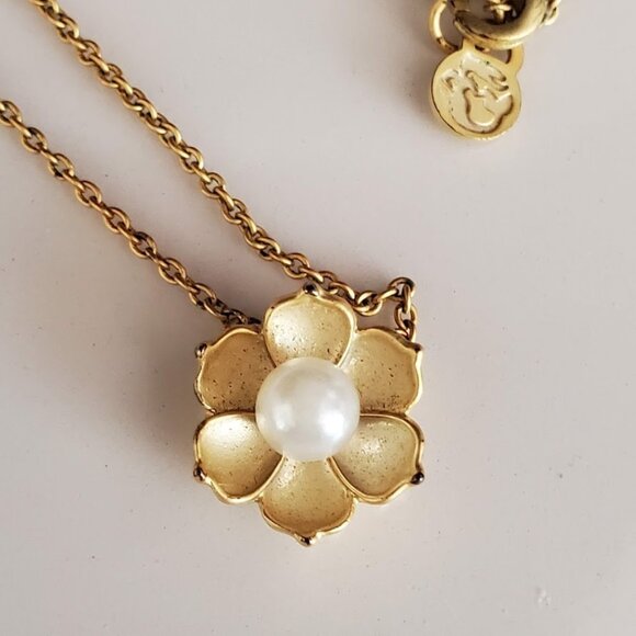 Spartina 449 Sea La Vie Bloom Magnolia Flower Necklace Gold Plated Mermaid Signe - Picture 2 of 9